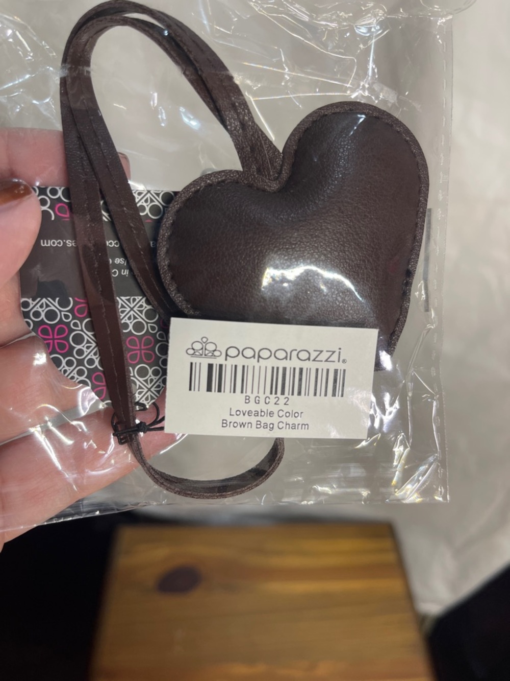paparazzi Chocolate Brown Heart Bag Charm